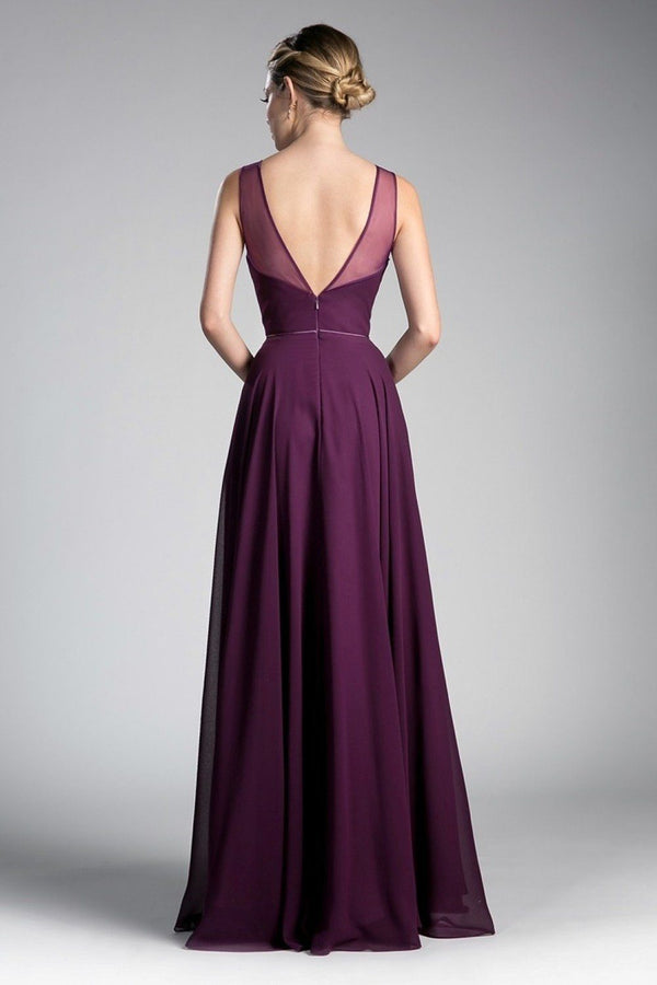 Ruched Sweetheart Mesh Back Flared Gown