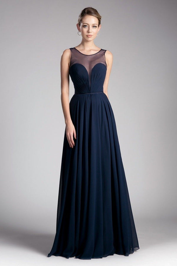 Ruched Sweetheart Mesh Back Flared Gown