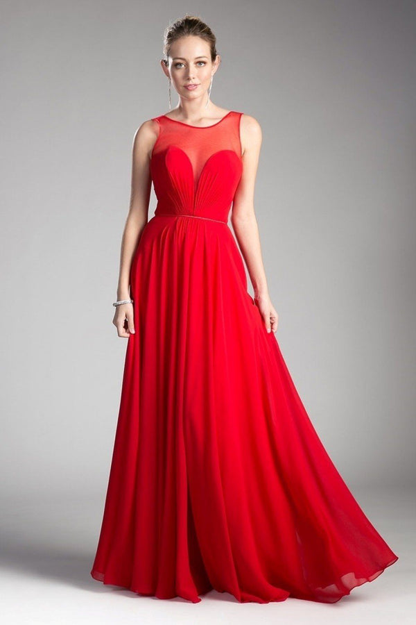 Ruched Sweetheart Mesh Back Flared Gown