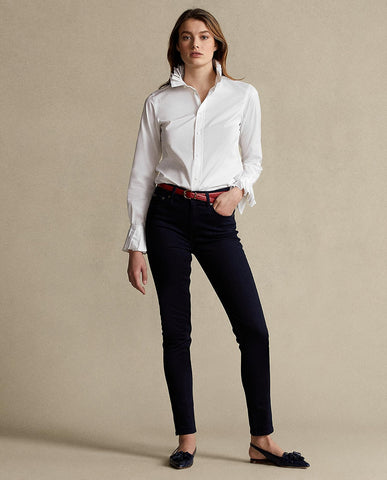 White Pleated Cuff & Collar Shirt