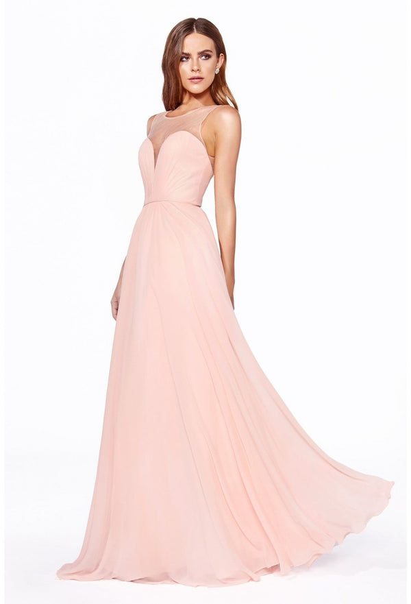 Ruched Sweetheart Mesh Back Flared Gown