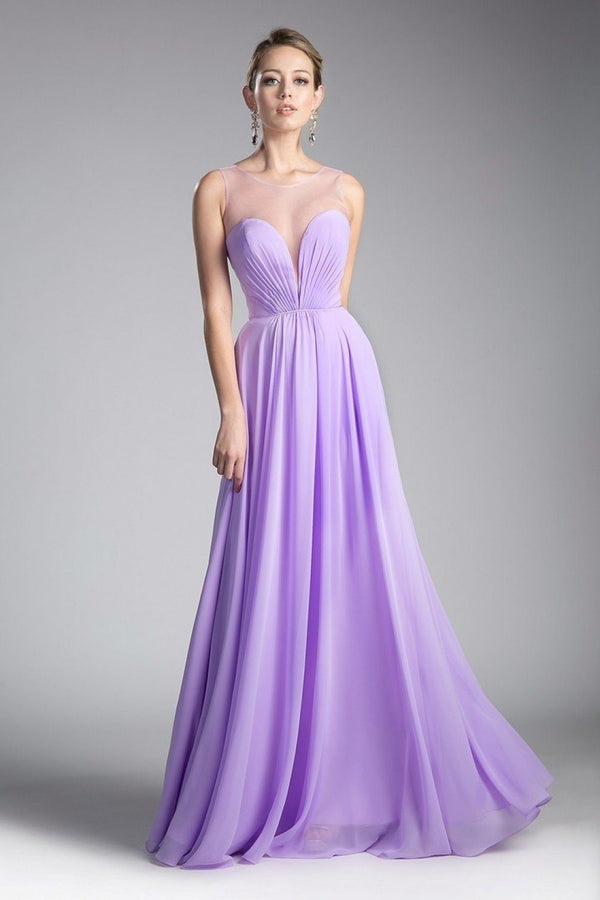 Ruched Sweetheart Mesh Back Flared Gown