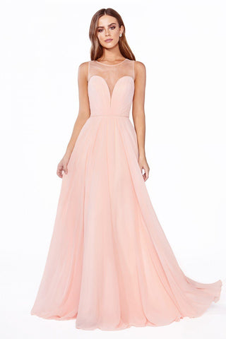 Ruched Sweetheart Mesh Back Flared Gown