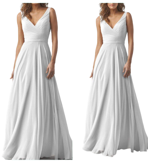 White V Neck Ruched Flared Maxi
