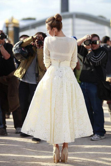 White Lace Bounce Midi Skirt