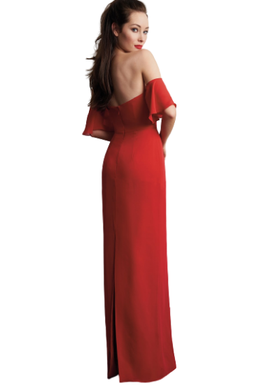 Red Off-Shoulder Sweet-Heart Mermaid Gown