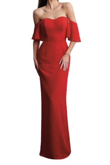 Red Off-Shoulder Sweet-Heart Mermaid Gown