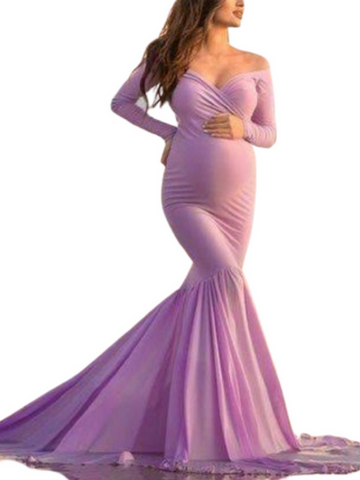 Lavender Ruched Maternity Trail gown