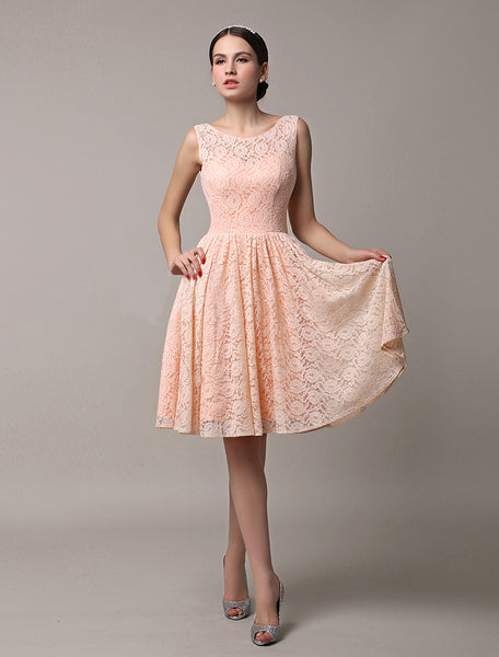 Peach Lace Skater Dress