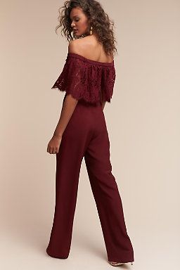 Wine Lace Off-Shoulder Jumpsuit