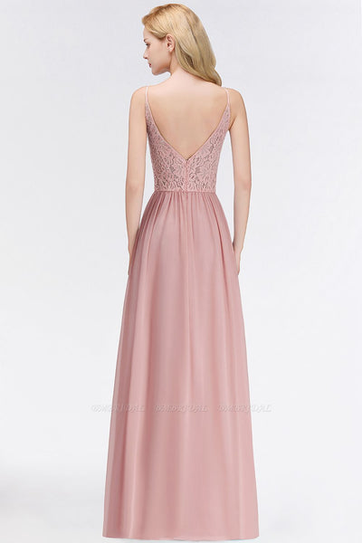 Elegant Lace Keyhole Halter Dusty Rose Bridesmaid Dress