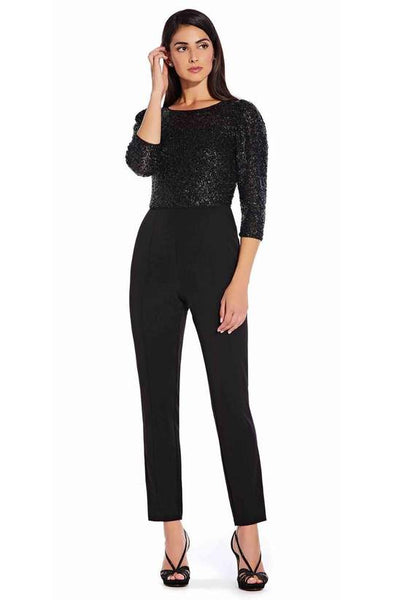 Black Sequins Full Sleeves Fitted Jumpsuit