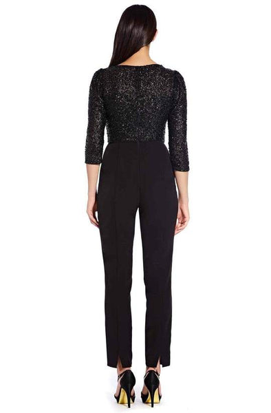 Black Sequins Full Sleeves Fitted Jumpsuit