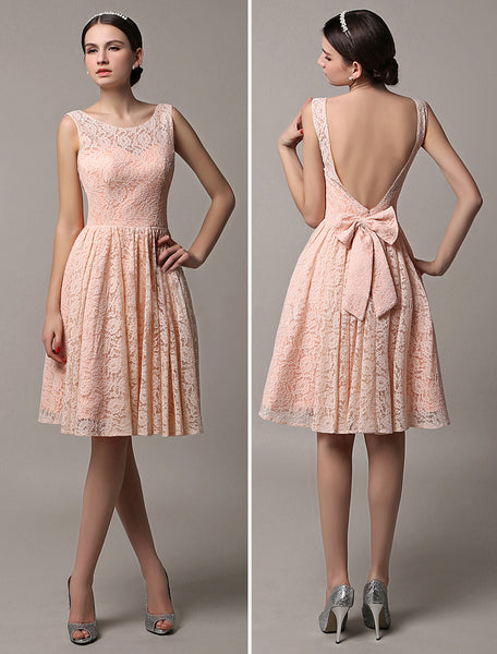 Peach Lace Skater Dress
