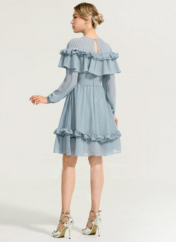 Greyish Blue Overlay Frill Midi