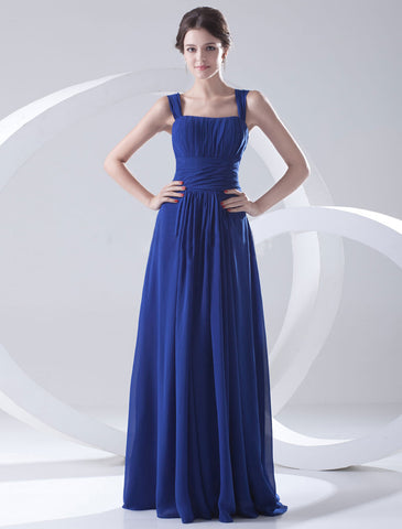 Royal Blue Draping Straps Ethereal Floor-Length Dress