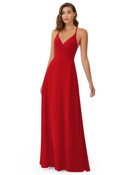 Maroon V Neck Pleated Cross Back Maxi