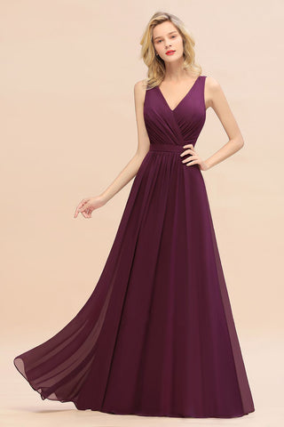 Plum V Neck Ruched Tie Back Maxi