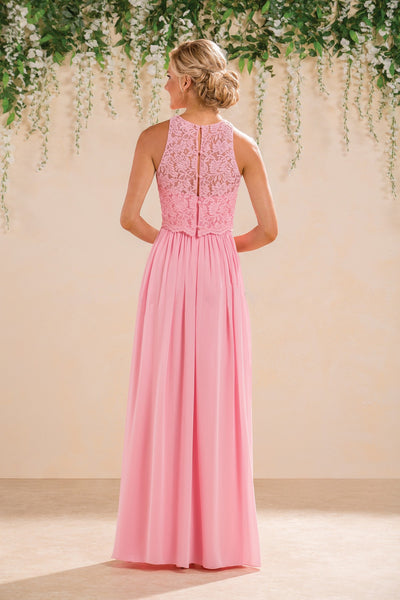 Baby pink Lace Sleeveless Bridesmaid Maxi Dress