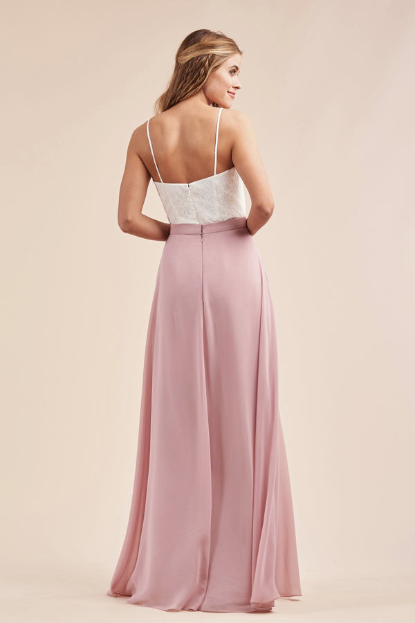 White & Dusty Pink Lace Bridesmaid Dress