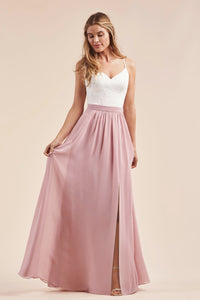White & Dusty Pink Lace Bridesmaid Dress
