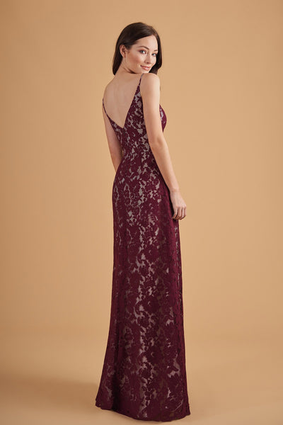 Wine Lace Dual Effect Spaghetti Strap Dress