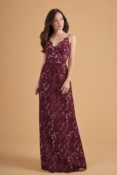 Wine Lace Dual Effect Spaghetti Strap Dress