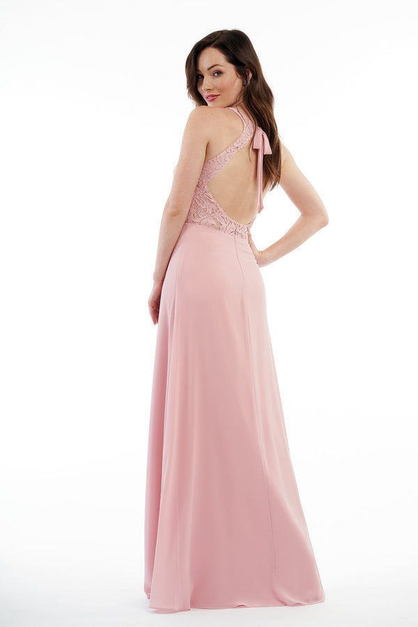 Blush Pink Oval Backless Halter Maxi