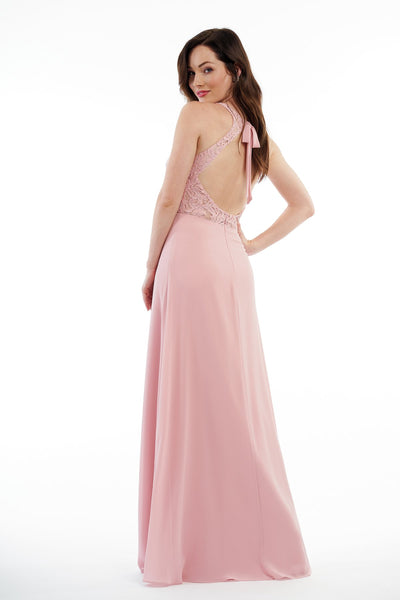 Blush Pink Oval Backless Halter Maxi