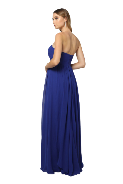 Royal Blue Sweet-Heart Neck Off-Shoulder Maxi