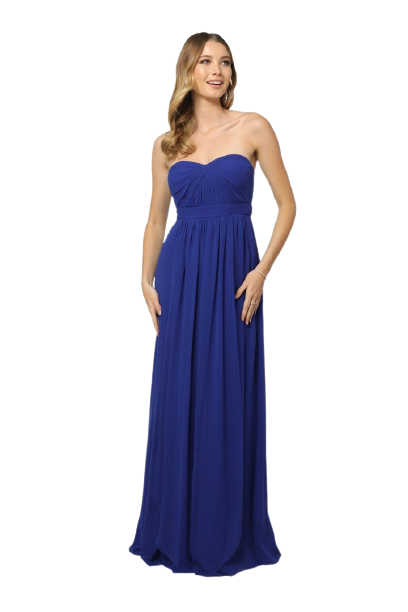 Royal Blue Sweet-Heart Neck Off-Shoulder Maxi