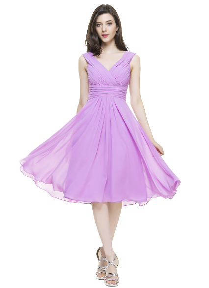 Lavender Ruched Flared Midi