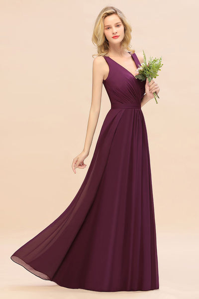 Plum V Neck Ruched Tie Back Maxi