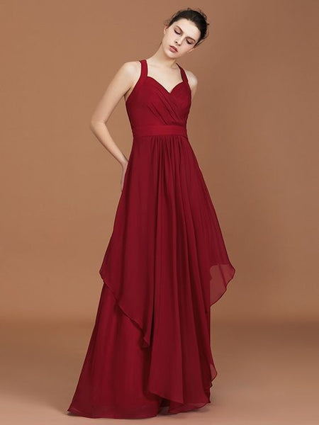 Maroon Ruched Layered Flared Maxi