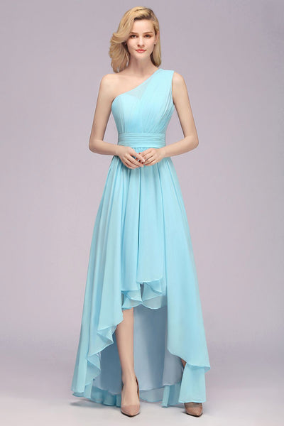 Sky Blue One Shoulder Hi-Low Dress