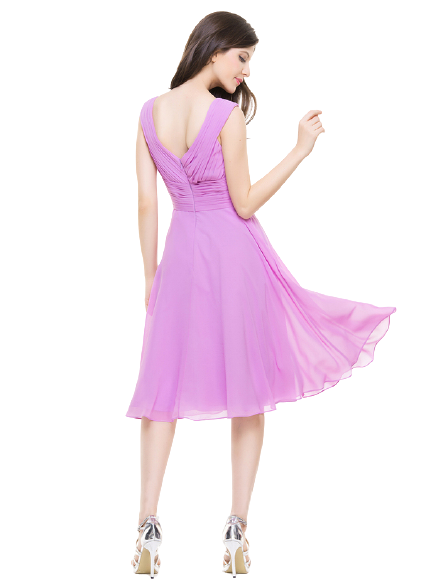 Lavender Ruched Flared Midi