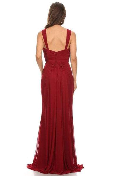 Maroon Ruched Sweetheart Sleeveless Evening Gown