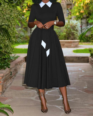 Black Formal Office-Wear Midi