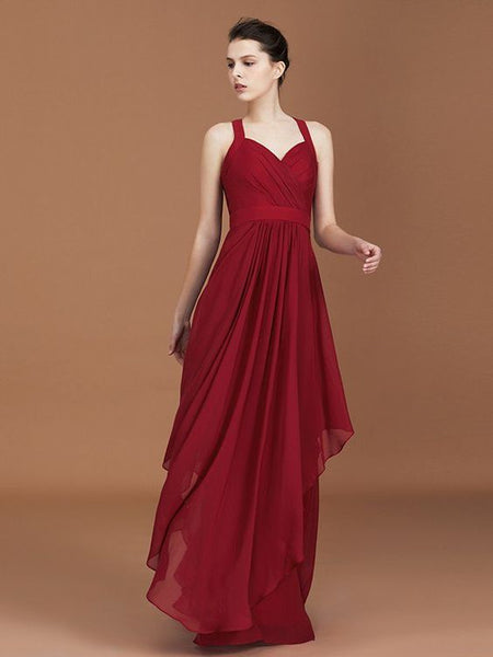 Maroon Ruched Layered Flared Maxi