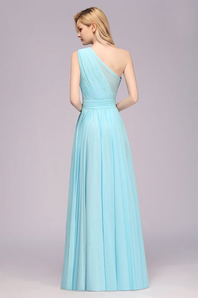 Sky Blue One Shoulder Hi-Low Dress