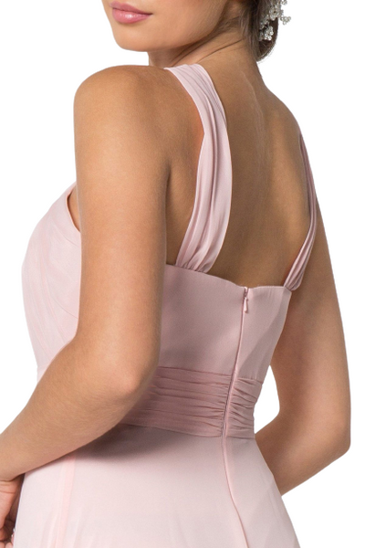 Wine Cross-Neck Ruched Maxi