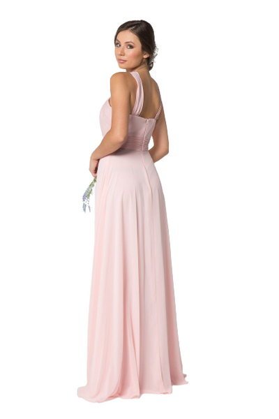 Wine Cross-Neck Ruched Maxi
