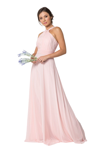 Wine Cross-Neck Ruched Maxi