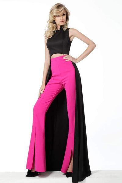Black & Hot Pink Over Skirt Two Piece Set