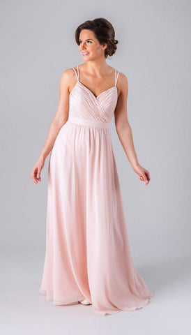 Blush Pink Ruched Strappy Back Maxi Dress