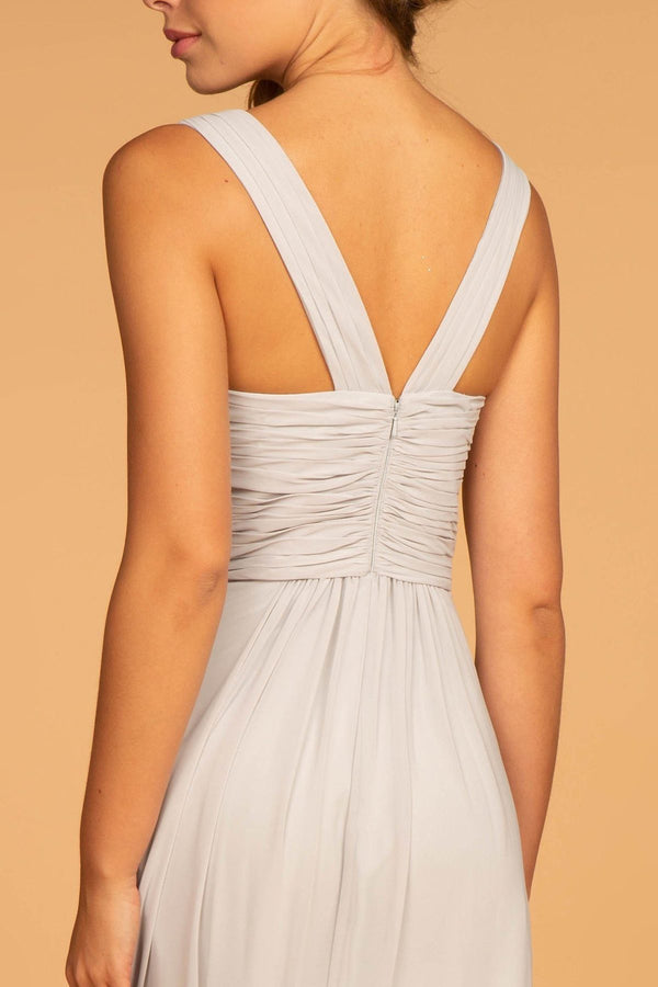 White Ruched Sweet-Heart Flared Maxi
