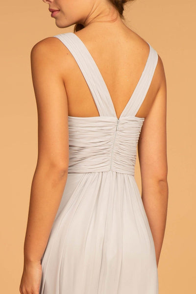 White Ruched Sweet-Heart Flared Maxi
