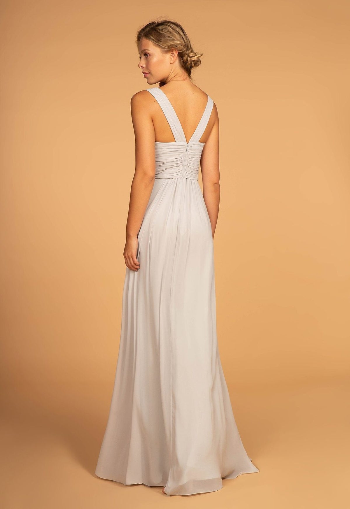 White Ruched Sweet-Heart Flared Maxi