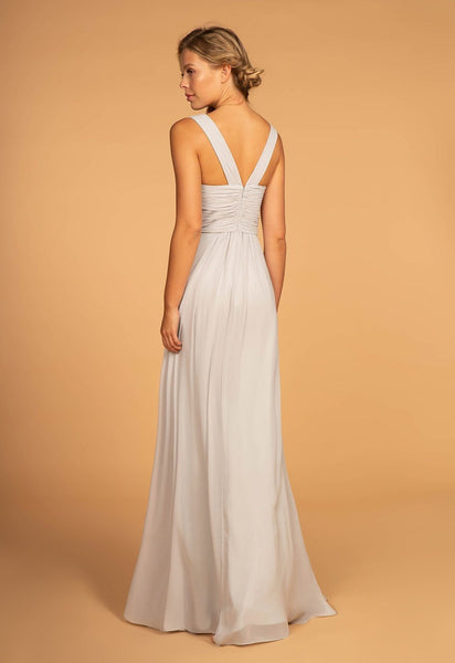 White Ruched Sweet-Heart Flared Maxi