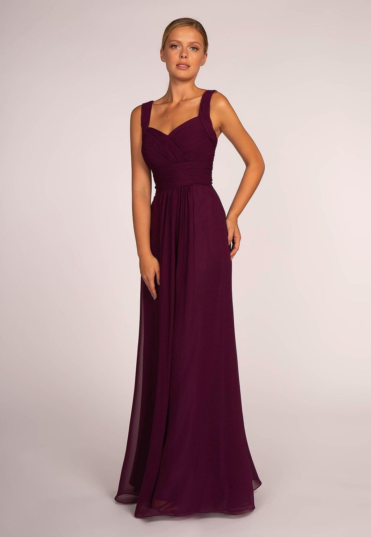 White Ruched Sweet-Heart Flared Maxi